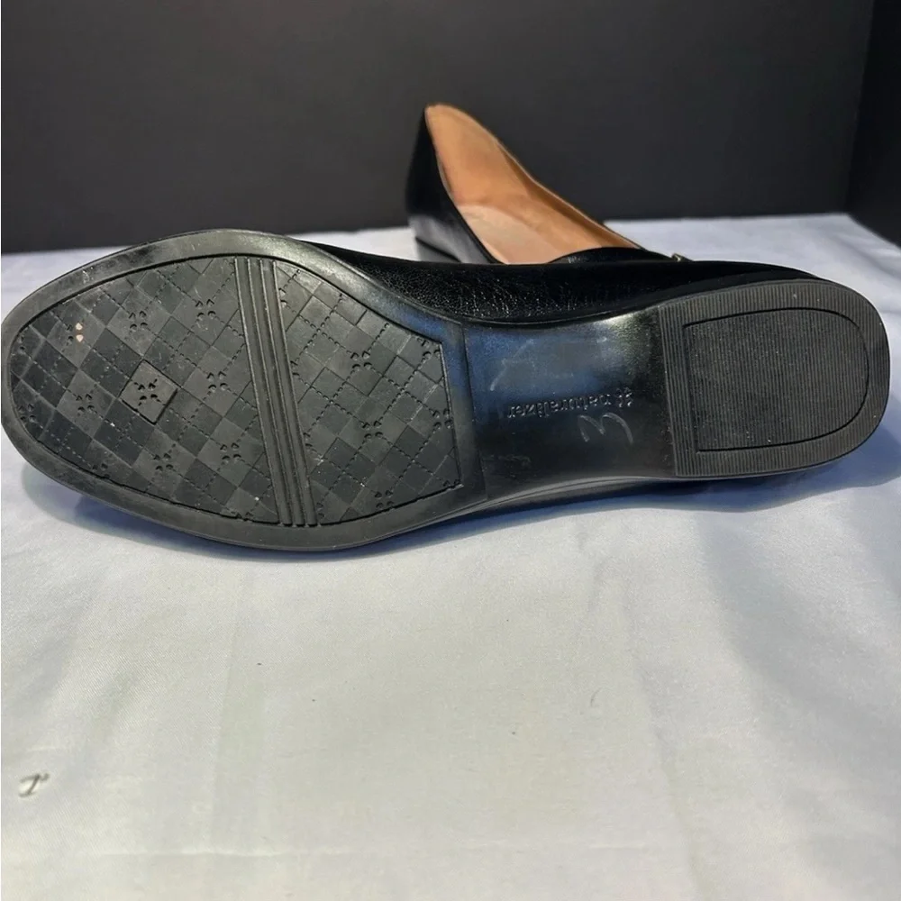 Naturalizer Black Leather Loafers with Gold Accents - Picture 6 of 7